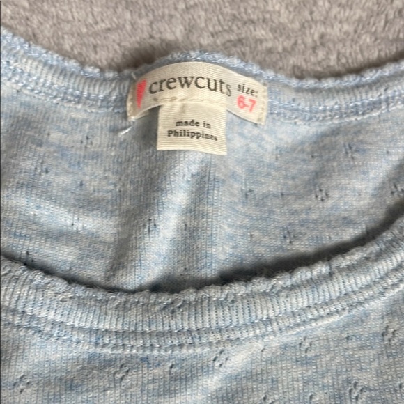 J. Crew Crewcuts Light Blue Eyelet Short Sleeve T-Shirt Size 6-7 - Picture 2 of 6
